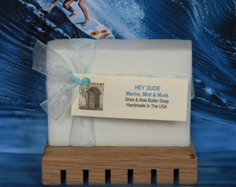 HEY DUDE Cool Water Cologne Scented Soap Marine, Mint, Cedarwood & Musk Handmade Detergent Free Eco Friendly Sustainable