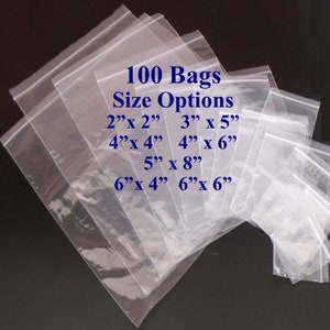 Clear Zip Top Bags: Food Grade Poly Baggies, 2 mil (100 Count)