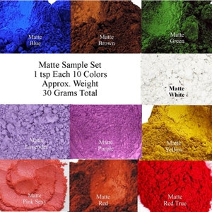 Mica Powder Natural Pigment For Cosmetics & Soap Sample Set or Oz,  Matte Blue Brown Green Lavender Pink Purple Red Yellow