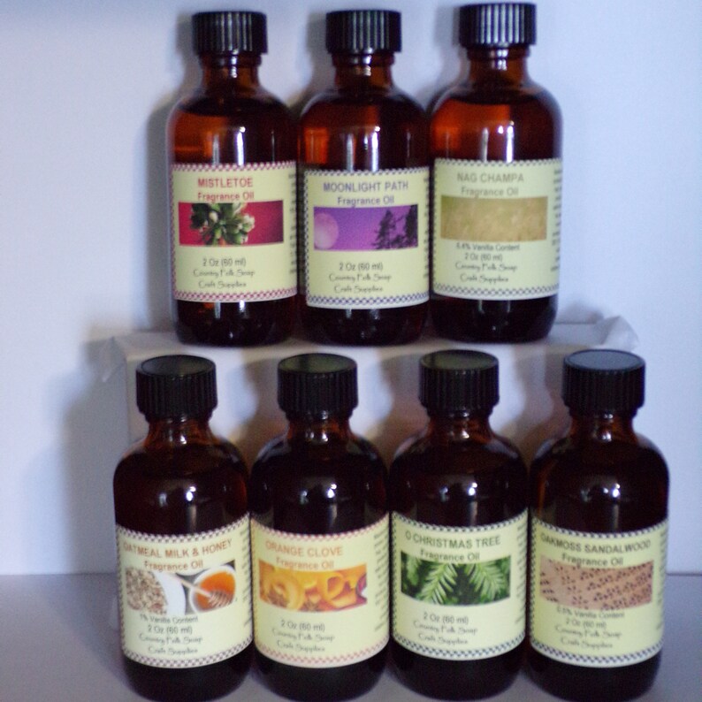 2 oz Fragrance Oils for Candles, Soap, Lotions,  Reed Diffusers & more. Mistletoe, Moonlight Path, Nag Champa, Oatmeal Milk n Honey, Orange Clove, O Christmas Tree, Oakmoss Sandalwoood