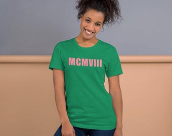 1908 Roman Numeral TShirt, Pink and Green, HBCU Sorority Shirt, Sorority Gift, Pearls