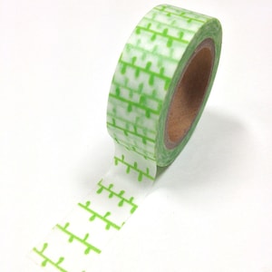 Washi Tape 15mm Tiny Green Leaves on White Deco Paper Tape No. 665 image 1