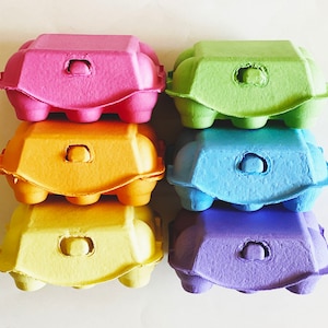 Free U.S. Shipping - Adorable Colored Blank Egg Cartons Set of 6 or 12 Cartons - Single Color or Multi - Optional Print - Free U.S. Shipping