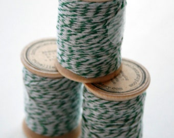 Packaging Twine - 30 Yards on Wooden Spool - Ivy Green