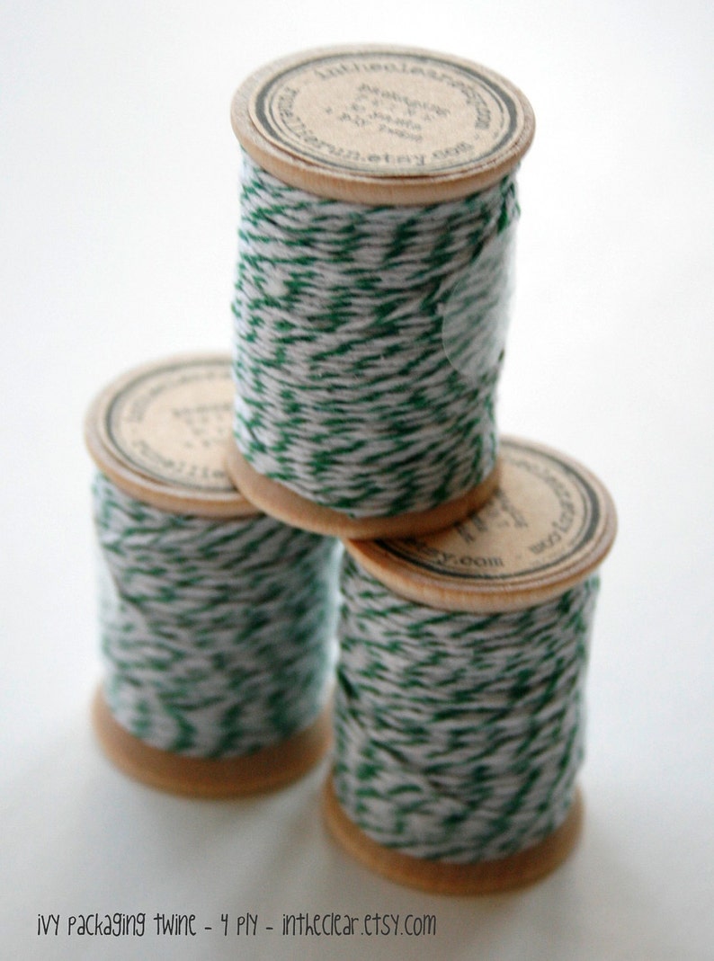 Packaging Twine 30 Yards on Wooden Spool Ivy Green Etsy