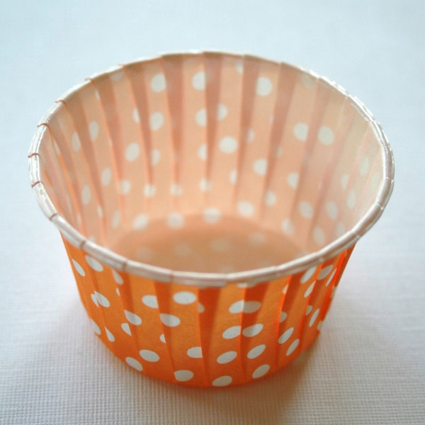 Polka Dot Nut or Portion Paper Baking Cups - Orange and White - set of 24