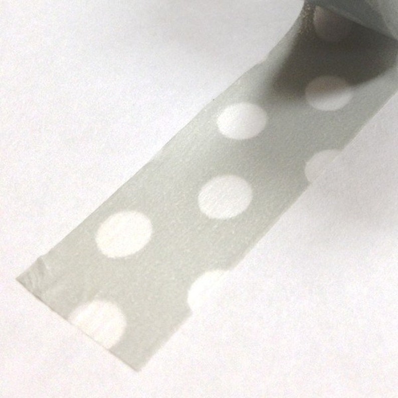 Washi Tape 15mm Large White Polka Dots on Grey Deco Paper Tape No. 809 image 2