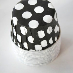 Polka Dot Nut or Portion Paper Baking Cups - Black and White - set of 24