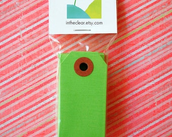 Mini Shipping Paper Tags - Sixteen Colors Available - 1.375 x 2.75 - Pack of 25 - Green