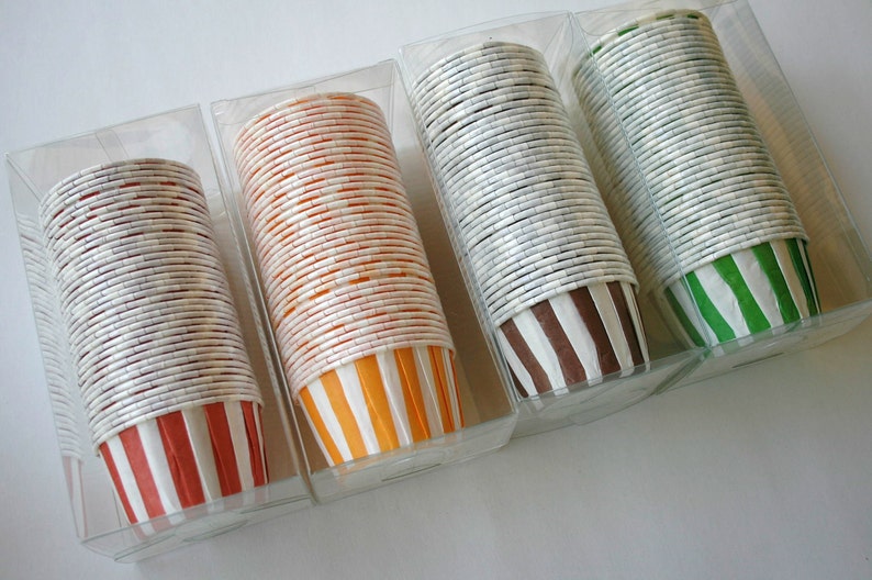 Stiped Nut or Portion Paper Baking Cups Orange and White - Etsy
