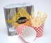 Vintage Style Foil Paper Lined Jumbo Cheeseburger Bags - Yellow and Black Checkered - Gusseted 6-1/2 x 1-1/2 x 7-3/4 Inches - set of 25 