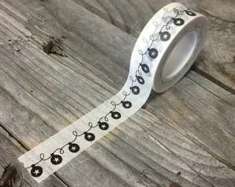 Washi Tape - 15mm - Black Ornaments on White - Deco Paper Tape No. 1175