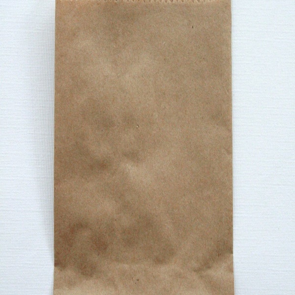 QTY 50 Extra Small Recycled Brown Paper Flat Merchandise Bags - 3 1/4 Inches x 5 1/4 Inches