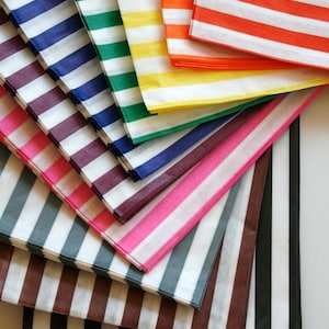 Livraison gratuite aux États-Unis - Sacs en papier à rayures bonbons traditionnels - Cadeaux pour mariages - 5 x 7 couleurs au choix