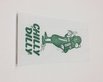 Vintage Style Chilly Dilly PIckle Bags - Green on White - Gusseted Bags 3 1/2 x 1 1/2 x 6 1/2 - set of 25