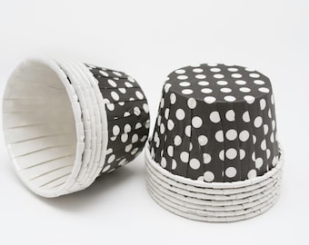 Polka Dot Nut or Portion Paper Baking Cups - Black and White - set of 24