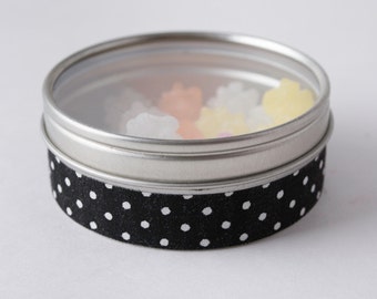 Fabric Deco Tape Black with White Polka Dots - Scrapbook Embellish Decorate - Colorful and Fun - Single Roll No. F87