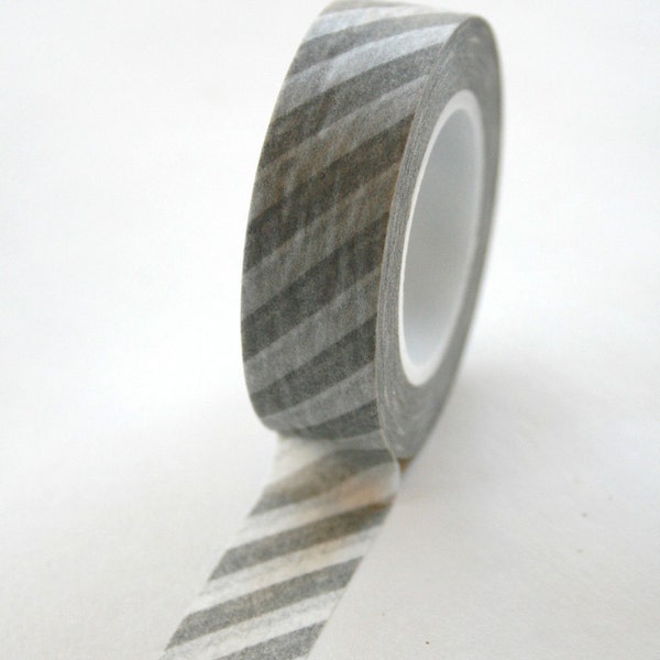 Washi Tape - 15mm - Grey and White Diagonal Stripe - Deco Paper Tape No. 359