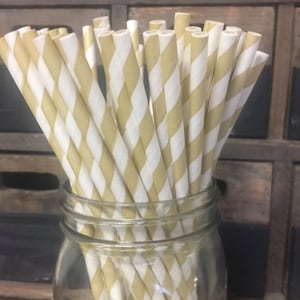 Wheat Color Paper Straws - Perfect for Parties or Weddings - Favors- Festive and Fun Addition
