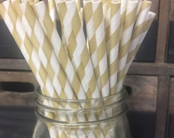Wheat Color Paper Straws - Perfect for Parties or Weddings - Favors- Festive and Fun Addition