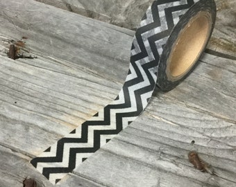 Washi Tape - 15mm - Black and White Chevron - Deco Paper Tape No. 549