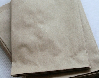 Set of  125 - Brown Kraft Flat Merchandise Bags - 5 x 7.5 Inches - Gifts and Packaging
