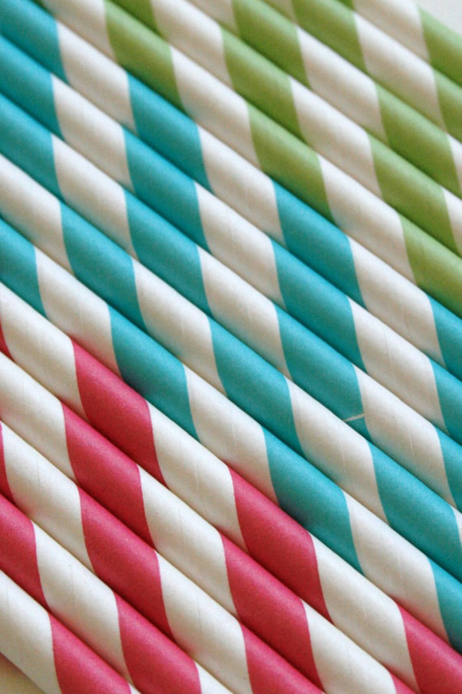 Aqua and Green Stripe Paper Straws Perfect for Parties Etsy