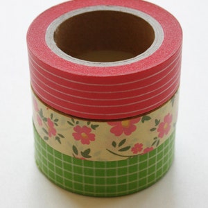 Washi Tape 15mm White Irregular Lines on Deep Pink Deco Paper Tape No. 247 image 4