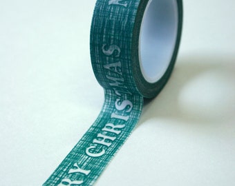 Washi Tape - 15mm - MERRY CHRISTMAS on Green - Deco Paper Tape No. 560