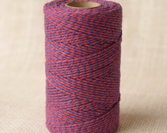 Full Spool Heavy Twine - 100 Yards - Red and Violet - 10 Ply Heavy Cotton Twine Color No. 67