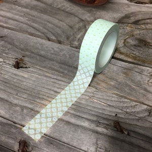 Washi Tape - 15mm - Baby Blue and Green Geometric Pattern on White - Washi Tape No. 1116