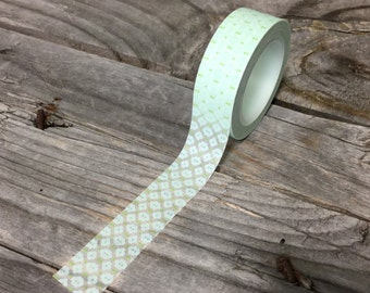 Washi Tape - 15mm - Baby Blue and Green Geometric Pattern on White - Washi Tape No. 1116