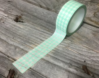 Washi Tape - 15mm - Aqua and White Houndstooth - Deco Paper Tape No. 526