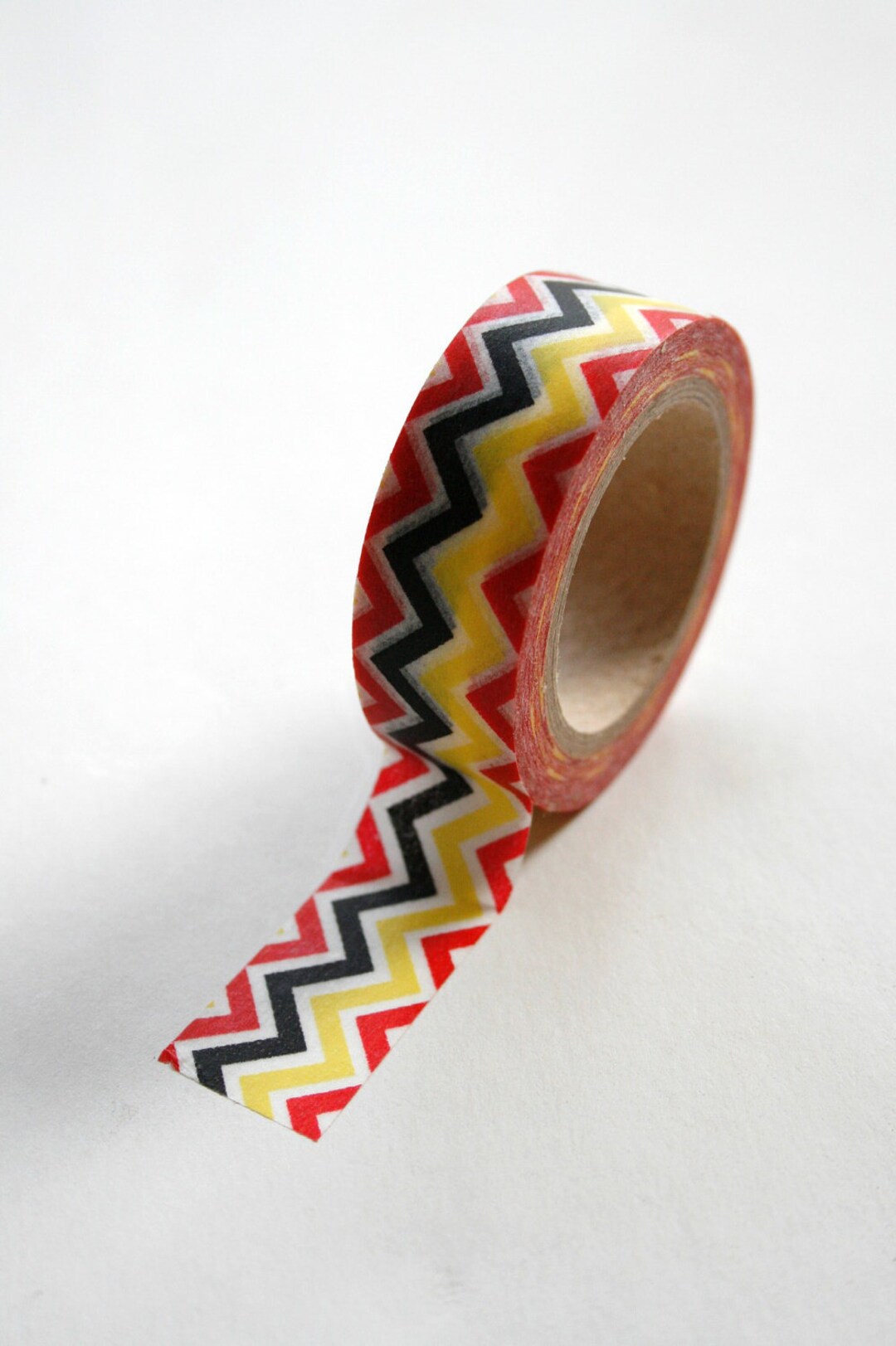 Washi Tape - 15mm - Multi Colored Red Yellow Black Chevron Pattern ...