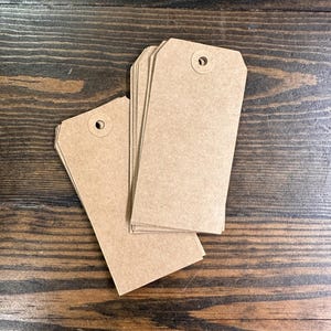 Large Shipping Paper Tags - Natural Brown Kraft Hang Tags - Reinforced Hang Tags - 2 3/8 x 4 3/4 - Choose Pack Size