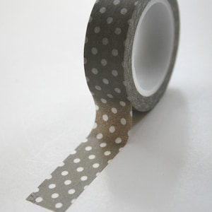 Washi Tape - 15mm - White Polka Dot on Elephant Grey - Deco Paper Tape No. 493