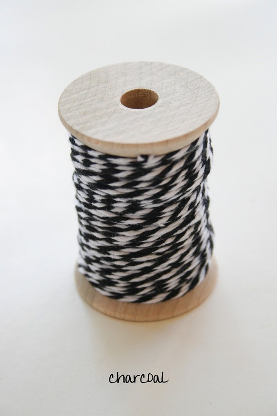 Baker's Twine 20 Yards Charcoal Black 4 Ply Twine on Wooden Spool 