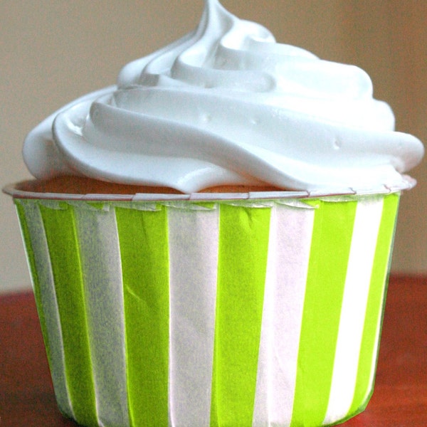 Striped Nut or Portion Paper Baking Cups - Lime - set of 24