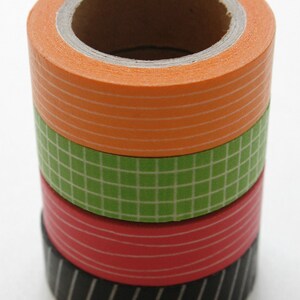 Washi Tape 15mm White Irregular Lines on Deep Pink Deco Paper Tape No. 247 image 3