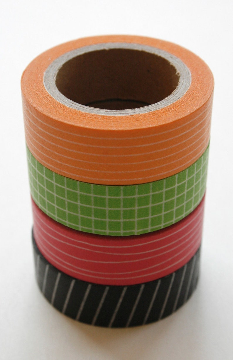 Washi Tape 15mm White Irregular Lines on Deep Pink Deco Paper Tape No. 247 image 3