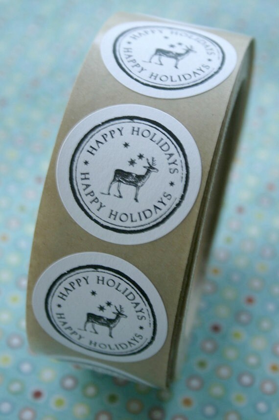 Christmas Holiday Stickers Seals Round 1.5 Inch or Custom 2 - Etsy