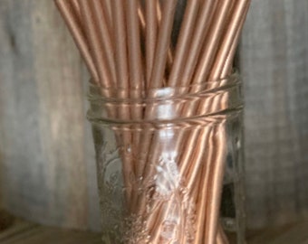 Solid Rose Gold Metallic Paper Straws - Perfect for Parties - Favors--Free Editable DIY Tags PDF