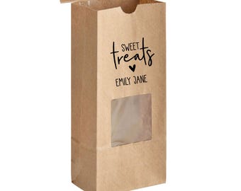 CUSTOM PRINT Small Half Pound Paper Lined Tin Tie Cookie Treat Coffee Trail Mix Bags with Window - Christmas Welcome Birthday Shower