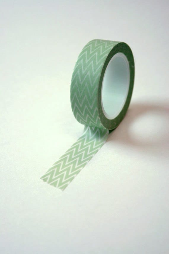 Washi Tape 15mm Light Green and White Chevron Pattern Etsy