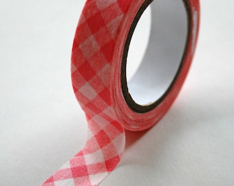 Washi Tape - 15mm - Baby Pink Gingham Design on White - Deco Paper Tape No. 62