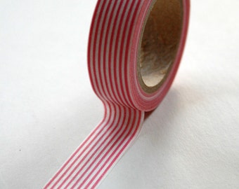 Washi Tape - 15mm - Pink Vertical Stripe Pattern - Deco Paper Tape No. 114