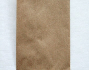 QTY 150 Extra Small Recycled Brown Paper Flat Merchandise Bags - 3 1/4 Inches x 5 1/4 Inches