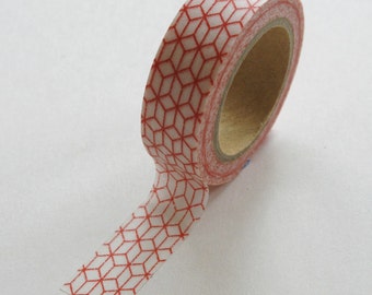 Washi Tape - 15mm - Red Box Geometric Pattern - Deco Paper Tape No. 280