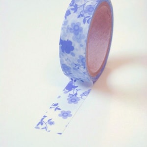 Washi Tape - 15mm - Periwinkle Floral Design - Deco Paper Tape No. 588