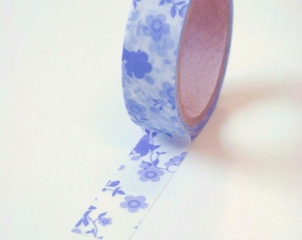 Washi Tape - 15mm - Periwinkle Floral Design - Deco Paper Tape No. 588